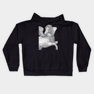 Pegasus With Butterfly Wings Diagonal Line Art Kids Hoodie